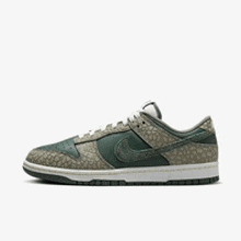 a pair of nike dunk low sneakers with a leopard print on them on a white background .