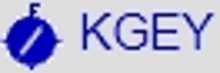 a logo for kgey is shown with a blue circle