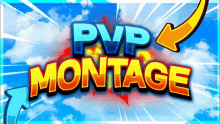 a pvp montage logo with an arrow pointing to the left