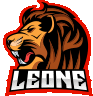 a lion with its mouth open and the word leone on it