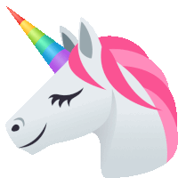 a unicorn with a rainbow horn and pink hair