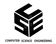 a computer science engineering logo with a cube in the middle