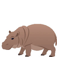 a pixel art illustration of a hippopotamus standing on a white background