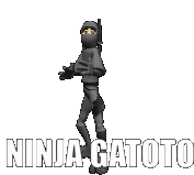 a cartoon of a ninja holding a gun and the words ninja gatoto written below him .