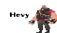 a pixel art of a man with the word hevy on it