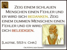 a poster with a picture of a man and a quote from laotse 553 v. chr.