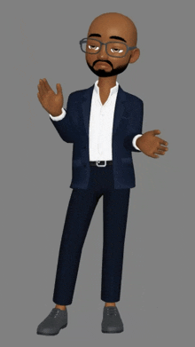 a cartoon man wearing glasses and a suit