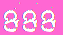 a pink background with white letters that say 888