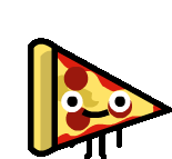 a cartoon illustration of a slice of pizza with a face on it .