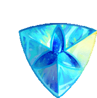 a blue triangle with a flower in the middle