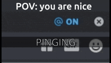 a screenshot of a phone screen with the words " you are nice " and " not pinging "