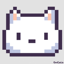 a pixel art drawing of a cat with the words gmcat.io underneath