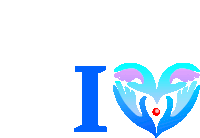 a blue heart with the letter i in the center