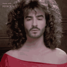 a man with a beard and curly hair is made with reface app