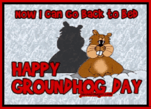 a happy groundhog day greeting with a cartoon groundhog