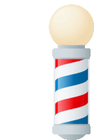 a red white and blue striped pole with a light on top