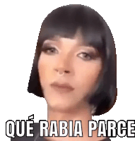 a sticker of a woman with short hair and the words que rabia parce