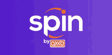 a logo for spin by oxxo with a purple background