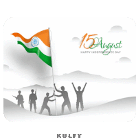 a happy independence day poster with soldiers holding an indian flag