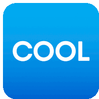 a blue app icon with the word cool on it