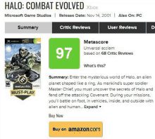 a screenshot of the halo combat evolved website showing the score of the game .