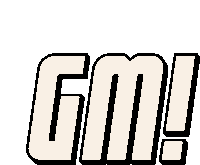 a white logo with the word gm written in black on a white background .