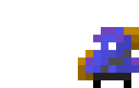 a pixel art drawing of a blue and brown object on a white background .