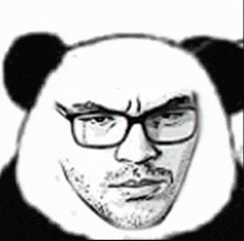 a panda bear wearing glasses and a beard .