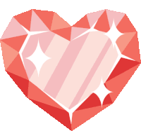 a red heart shaped diamond with white sparkles on a white background