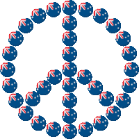 a peace sign made up of australian flags