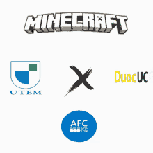 a minecraft logo is surrounded by other logos such as utem and duc uc