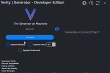 a screenshot of the generator on morphine with a username verity