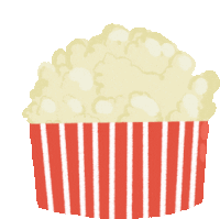 a red and white striped container of popcorn