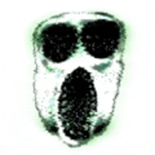 a black and white drawing of a ghost with a screaming mouth .