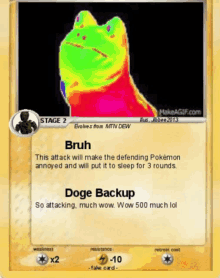 a fake pokemon card that says doge backup