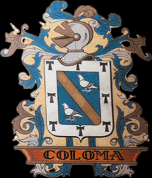 a coat of arms that says ' colomba ' at the bottom