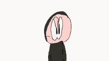 a drawing of a penguin with a pink head