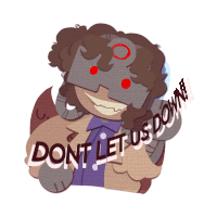 a drawing of a robot with the words " dont let us down " on it