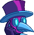 a cartoon of a plague doctor wearing a top hat .