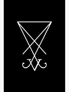 a white symbol on a black background that looks like a triangle and a cross .