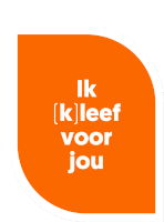 an orange sticker that says ik ( k ) lief voor jou