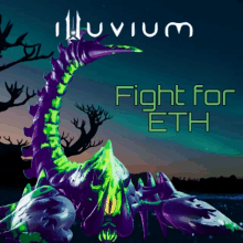 an illustration of a monster with the words fight for eth