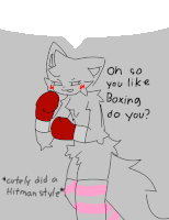 a drawing of a cat wearing boxing gloves with the words oh so you like boxing do you cutely did a hitman style