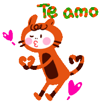 a cartoon of a cat with the words te amo written above it