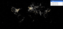 a map of the world showing nighttime lights in different years