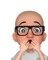 a cartoon character with glasses and a surprised expression on his face