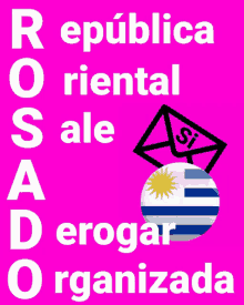 a pink poster with a envelope and a uruguay flag