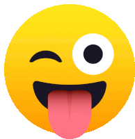 a yellow smiley face with a pink tongue sticking out of it