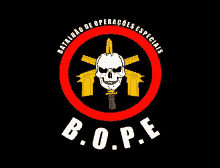 a logo for batalhao de operacoes especiais with a skull and two guns