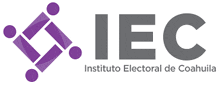 a logo for instituto electoral de coahuila with purple and gray letters